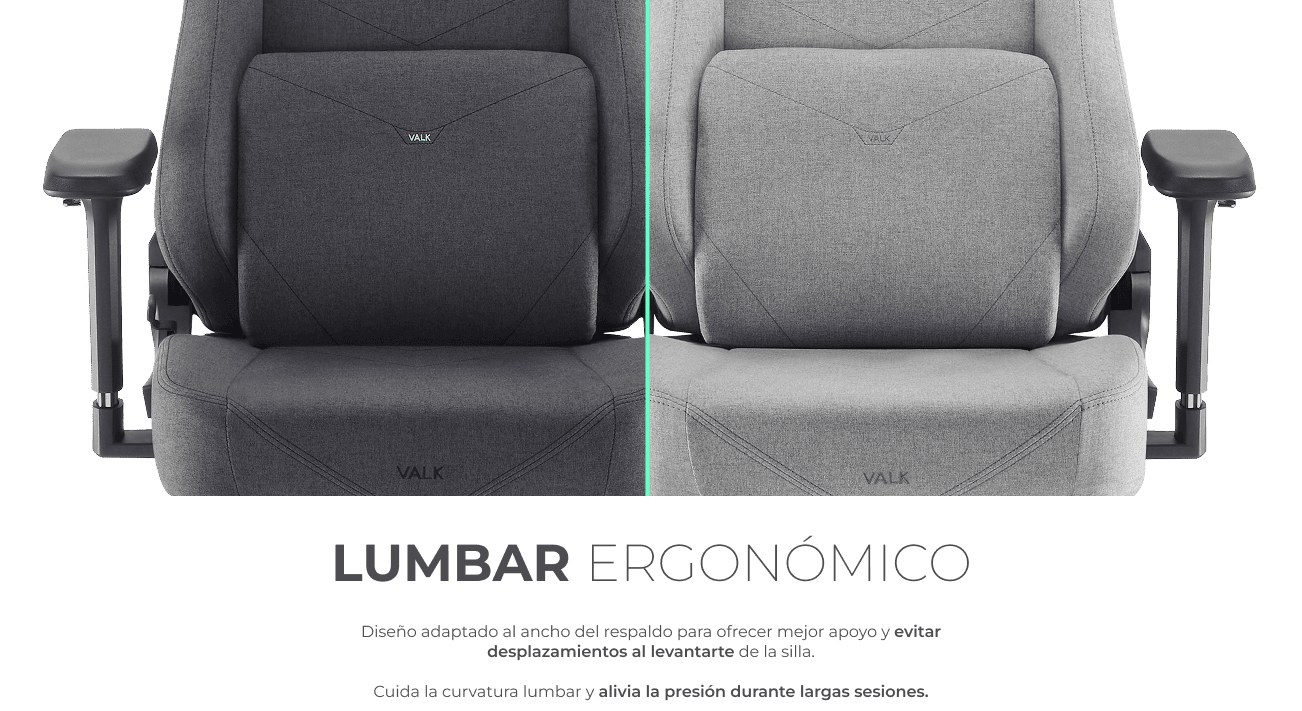 Soporte lumbar ergonómico que adapta el respaldo y alivia la presión